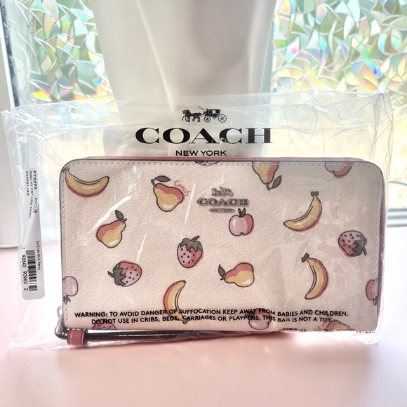 Coach Large Zip Around Wallet- Rare Fruit Print - Picture 1 of 14